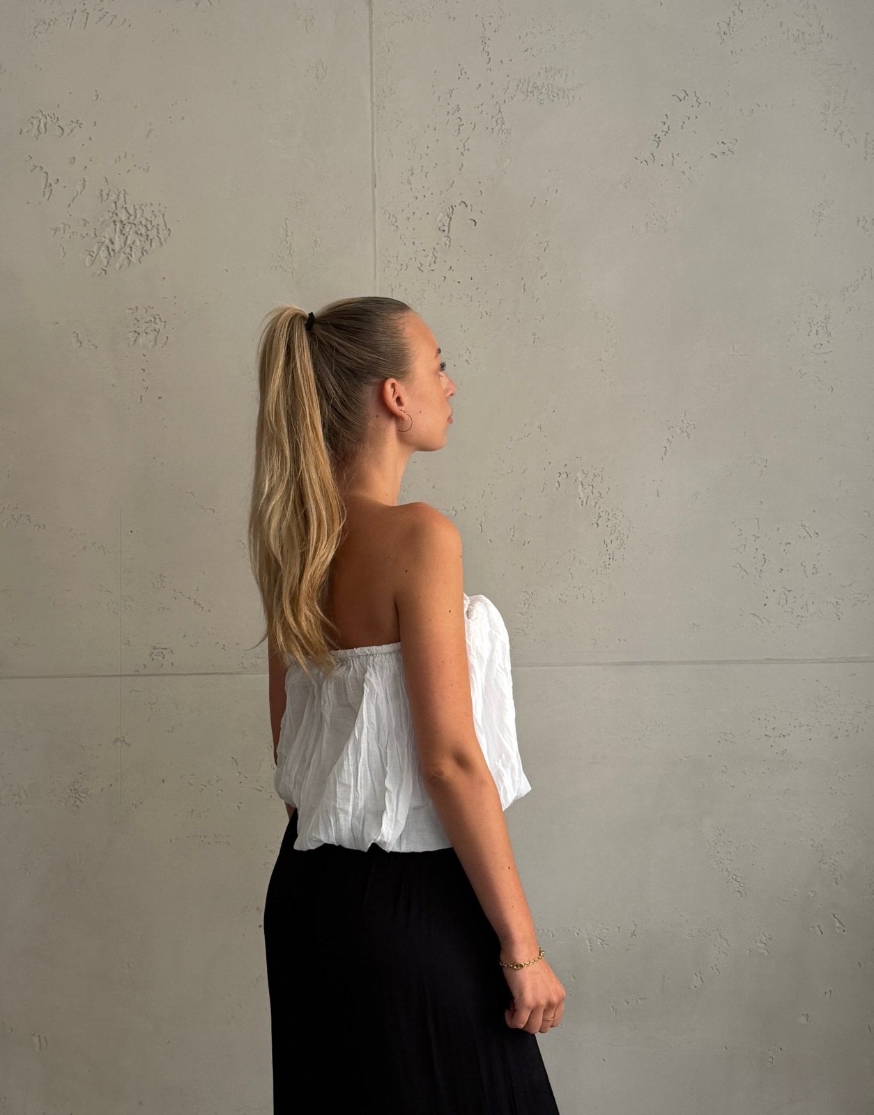 Schulterfreies Bandeau Top mit breitem Gummizug in Uni - Switch-Fashion