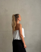Schulterfreies Bandeau Top mit breitem Gummizug in Uni - Switch-Fashion