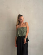 Schulterfreies Bandeau Top mit breitem Gummizug in Uni - Switch-Fashion