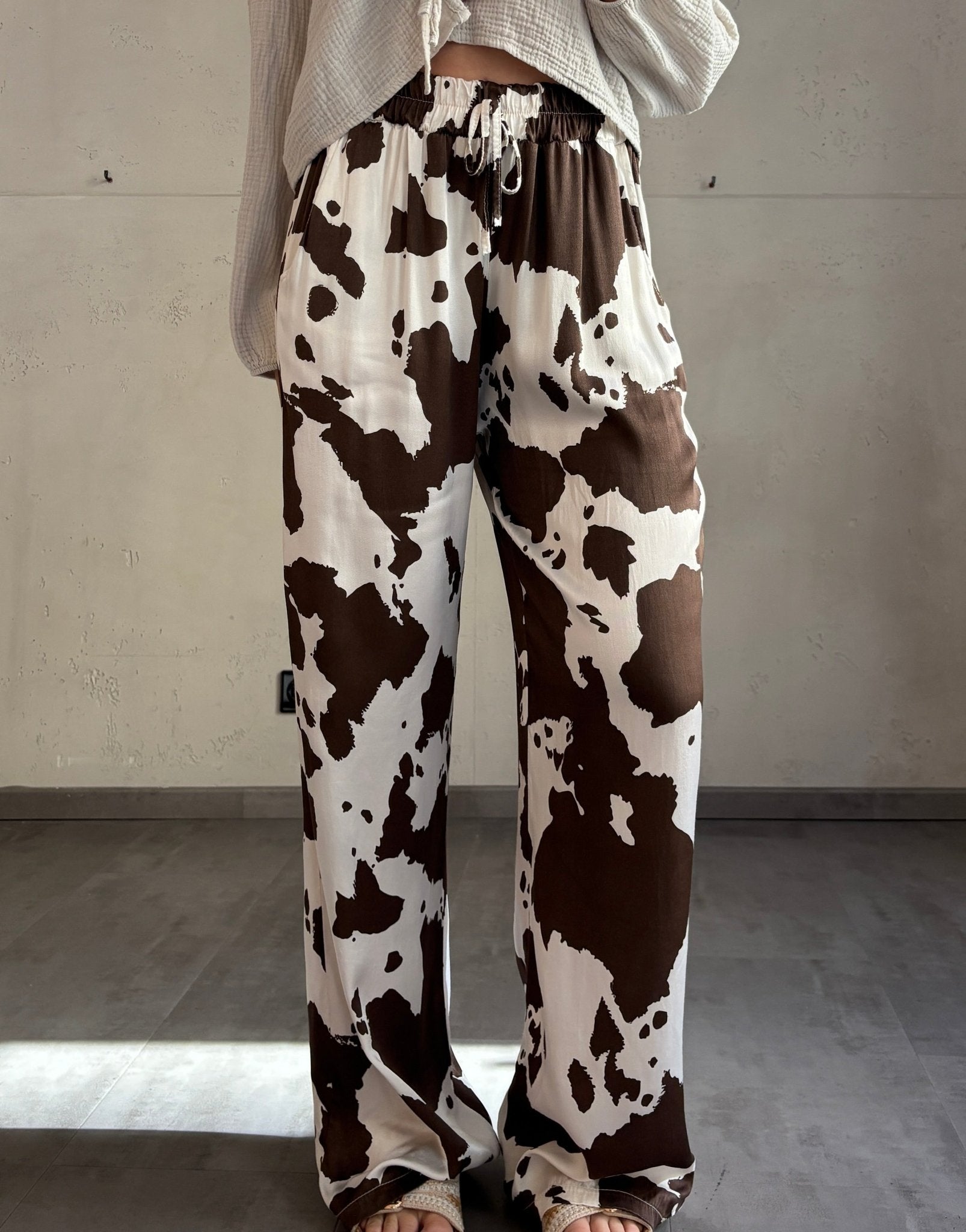 Silky Hose mit Cow - Print - Switch - Fashion