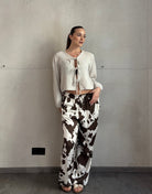 Silky Hose mit Cow - Print - Switch - Fashion