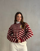 Smiley Patch Strickjacke gestreift - Switch - Fashion