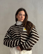 Smiley Patch Strickjacke gestreift - Switch - Fashion