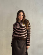 Smiley Patch Strickjacke gestreift - Switch - Fashion