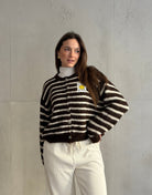 Smiley Patch Strickjacke gestreift - Switch - Fashion