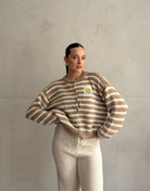 Smiley Patch Strickjacke gestreift - Switch - Fashion