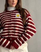 Smiley Patch Strickjacke gestreift - Switch - Fashion