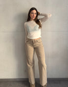 Straight Leg Jeans in Beige – Stonewashed - Switch - Fashion