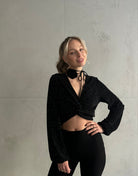 Strassbesetze Bluse mit Rosen Halskette - Switch - Fashion