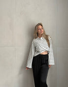 Streifen - Polo mit weitem Langarm im 80s Style – Retro trifft Modern - Switch - Fashion