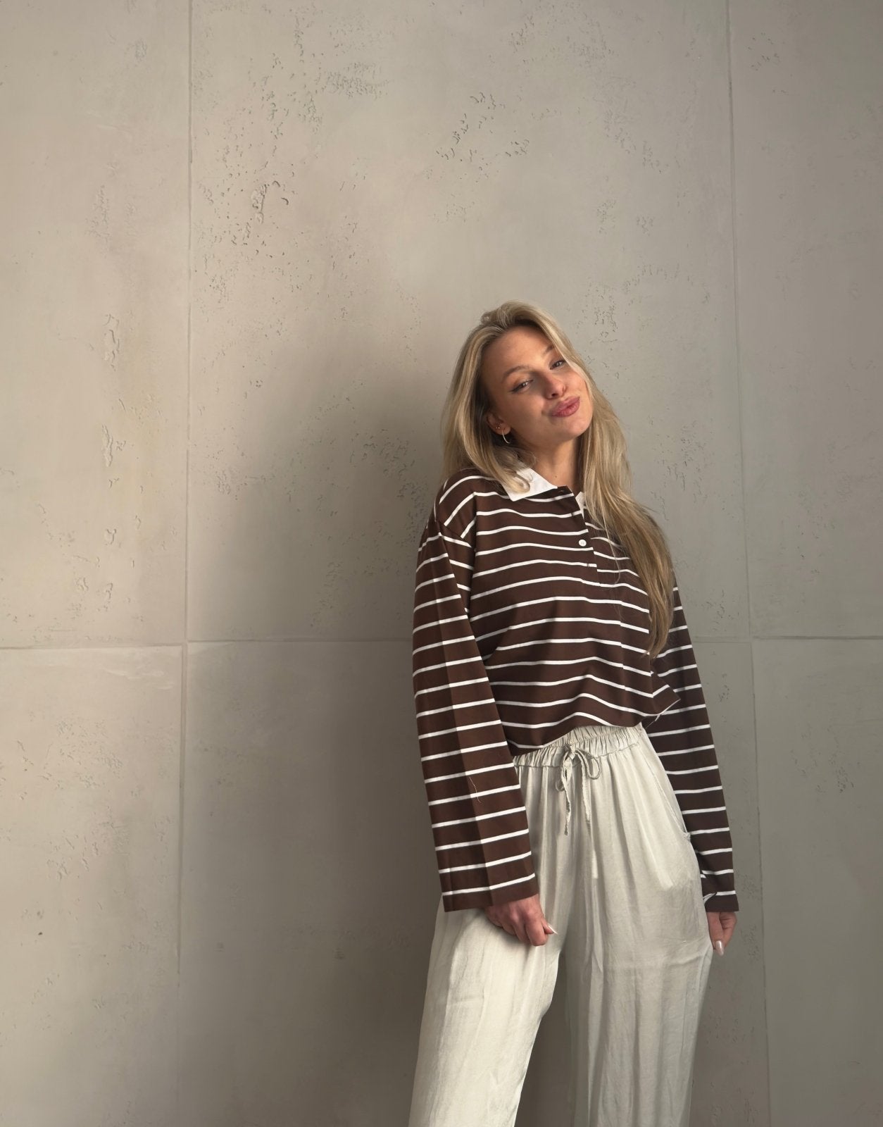 Streifen - Polo mit weitem Langarm im 80s Style – Retro trifft Modern - Switch - Fashion