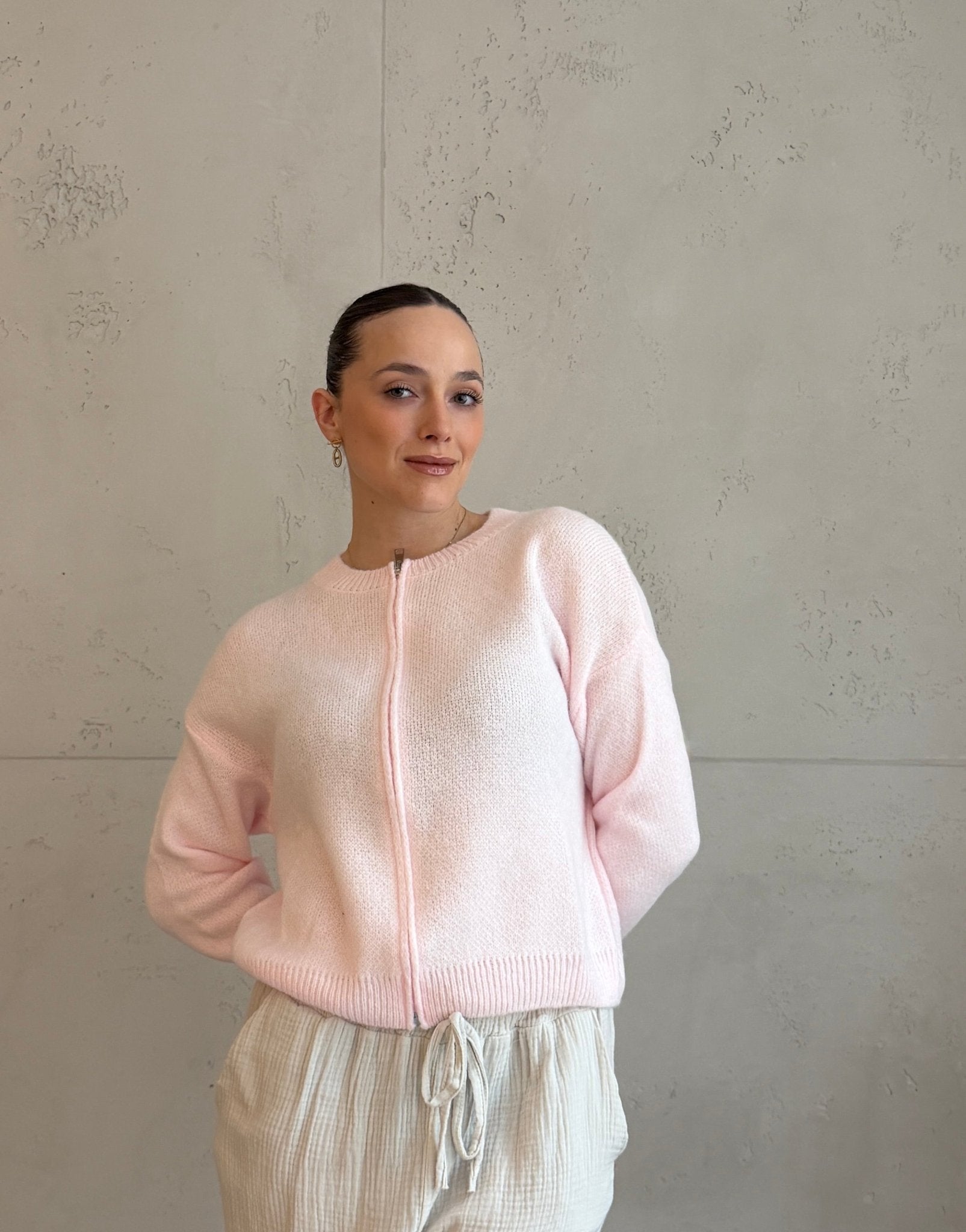 Strickjacke im Bomber - Stil mit Reißverschluss - Switch - Fashion