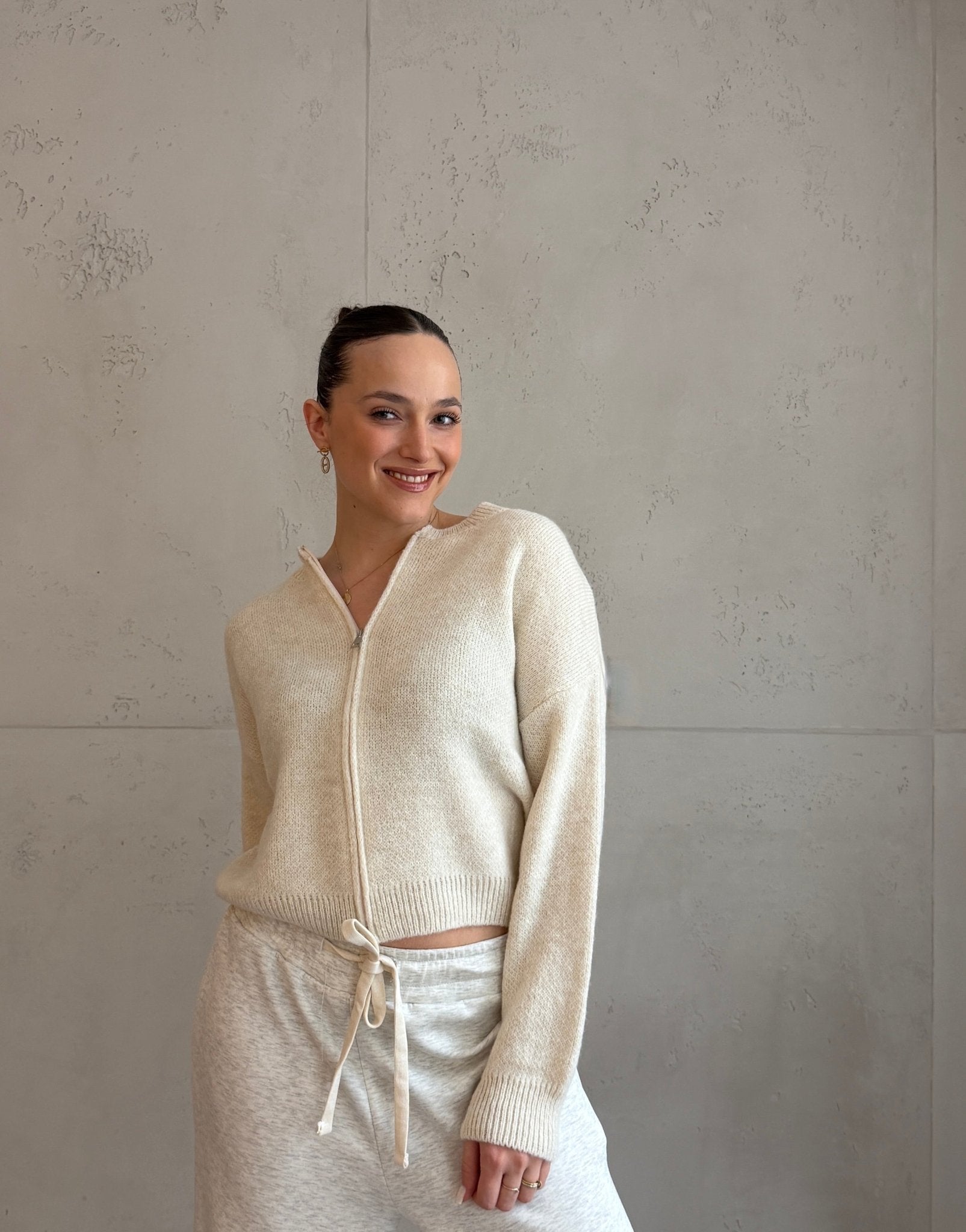 Strickjacke im Bomber - Stil mit Reißverschluss - Switch - Fashion