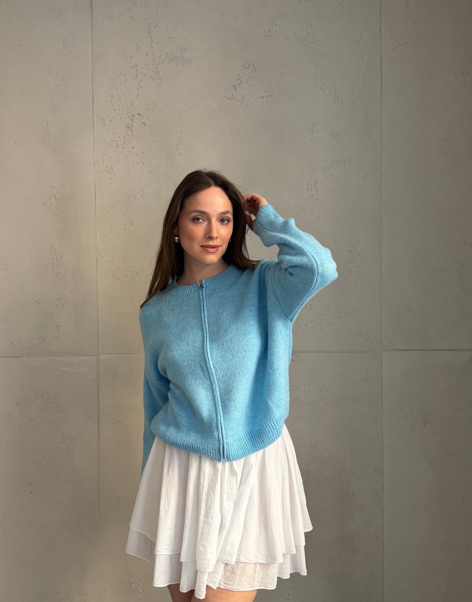 Strickjacke im Bomber - Stil mit Reißverschluss - Switch - Fashion