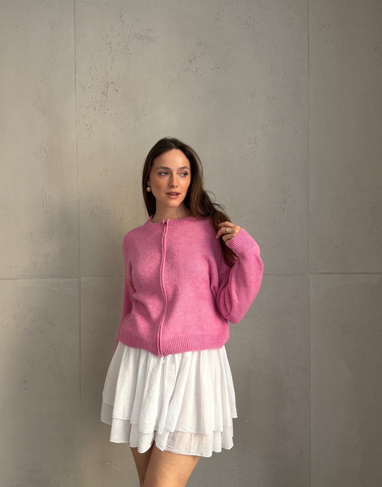 Strickjacke im Bomber - Stil mit Reißverschluss - Switch - Fashion