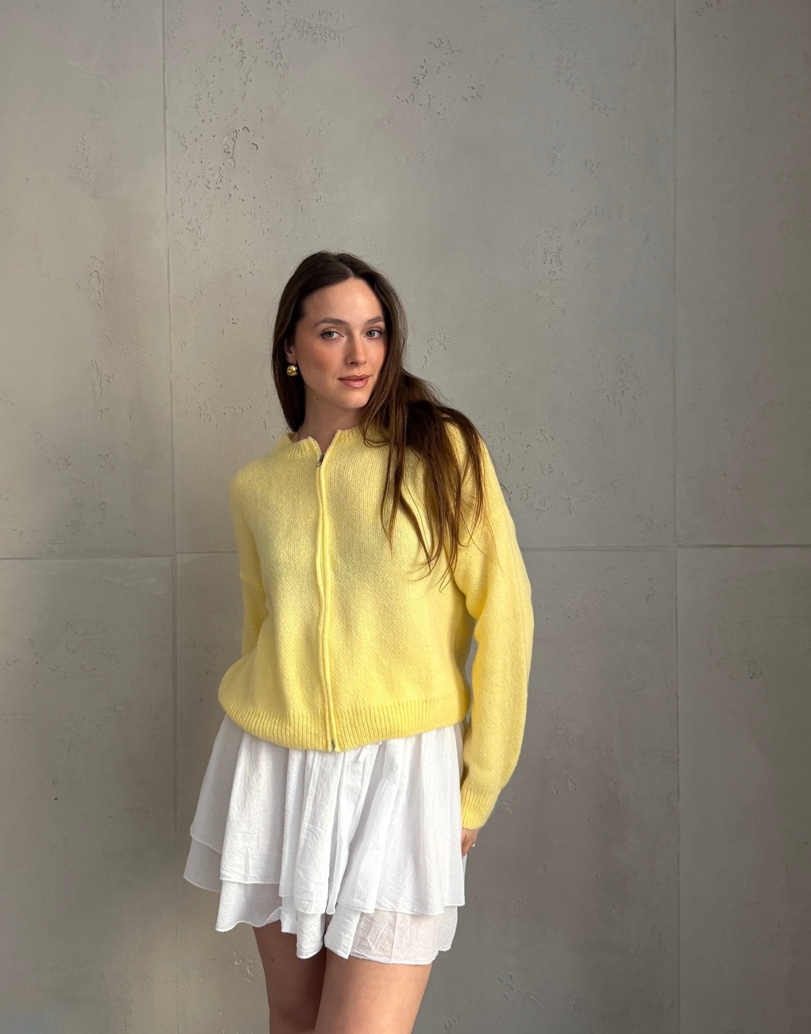 Strickjacke im Bomber - Stil mit Reißverschluss - Switch - Fashion