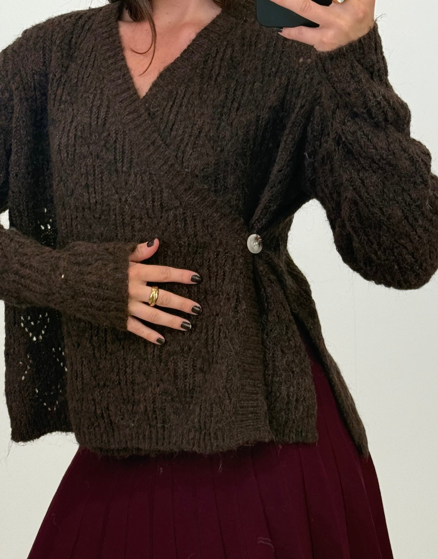 Strickjacke mit Taillen - Knopf - Switch - Fashion