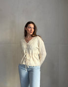 Strickjacke mit Taillenbund und V - Ausschnitt - Switch - Fashion