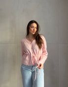 Strickjacke mit Taillenbund und V - Ausschnitt - Switch - Fashion