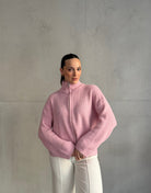 Strickjacke "Uni" mit Reißverschluss und Stehkragen - Switch - Fashion