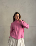 Strickjacke "Uni" mit Reißverschluss und Stehkragen - Switch - Fashion