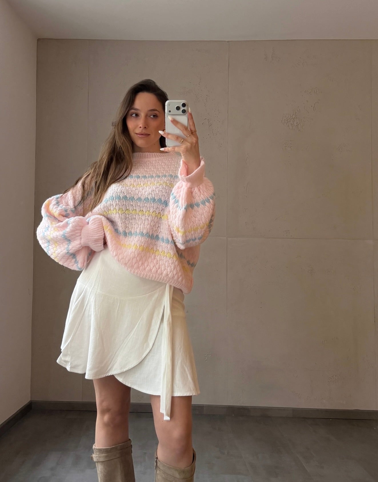 Strickpullover mit geometrischem Muster & Weitem Arm - Switch - Fashion