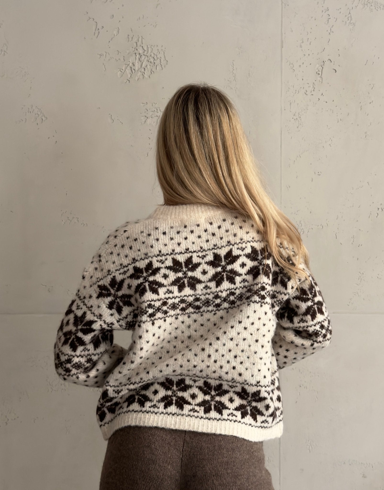 Strickzipper mit Schneeflocken Design – Offwhite - Switch - Fashion