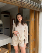 Striped Lounge Set – Longsleeve & Shorts, 95% Lyocell - Switch-Fashion