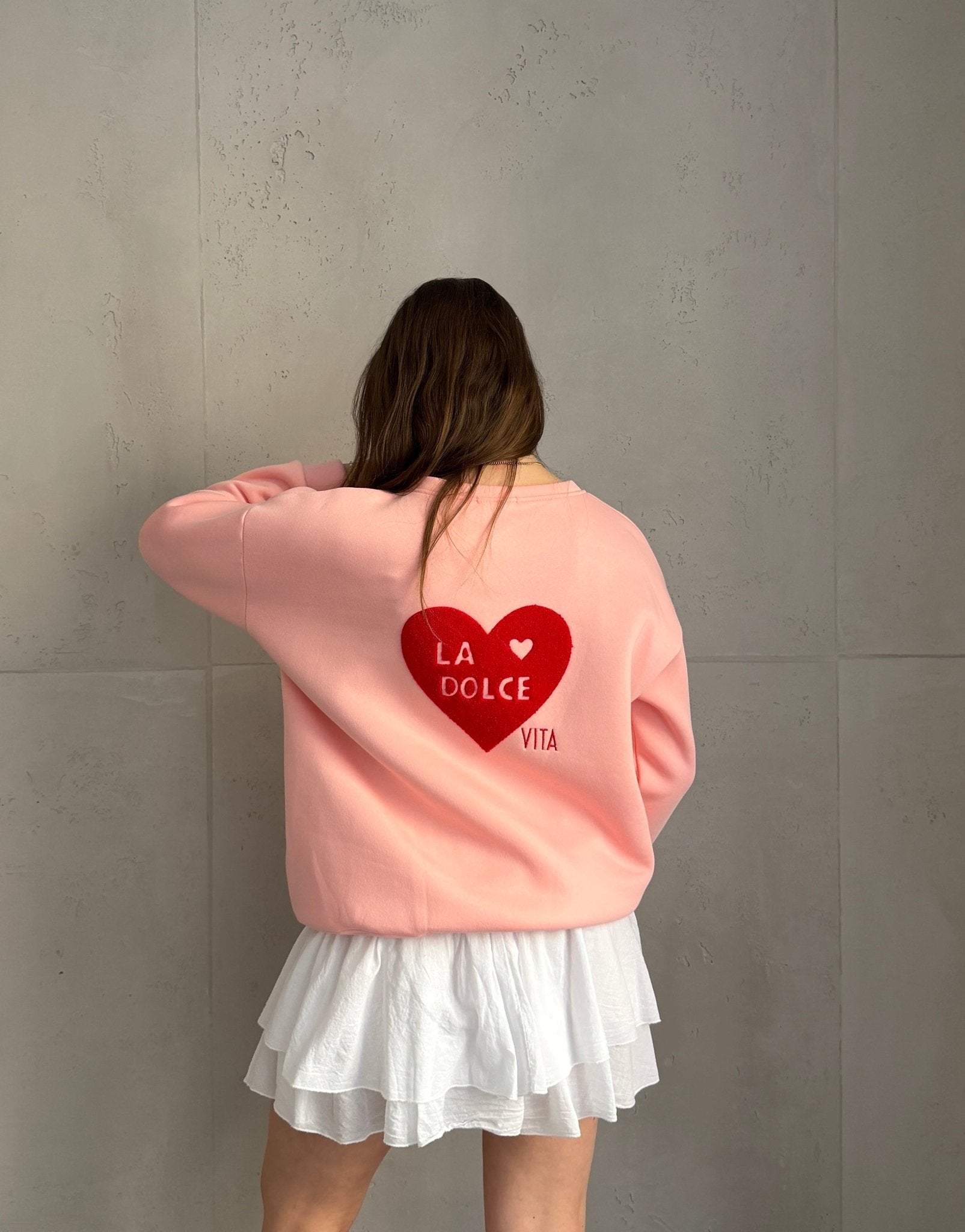 Sweatshirt mit Dolce Vita Backprint & Herz - Switch - Fashion