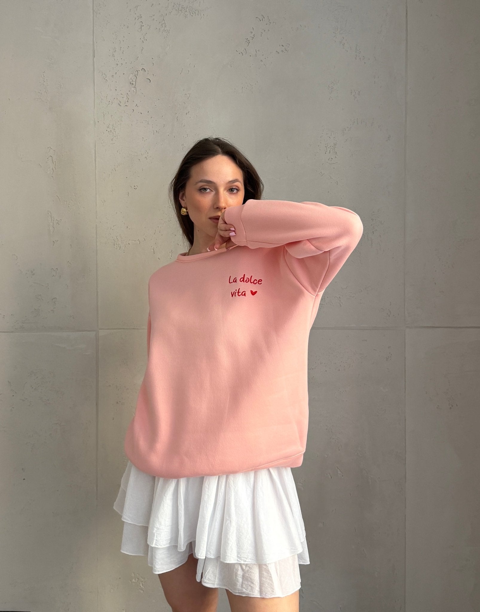 Sweatshirt mit Dolce Vita Backprint & Herz - Switch - Fashion