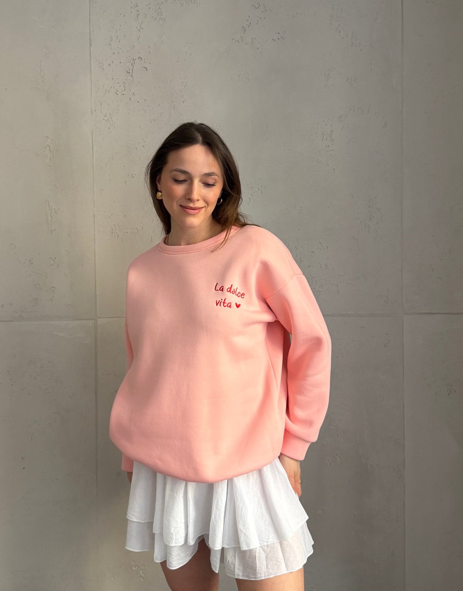 Sweatshirt mit Dolce Vita Backprint & Herz - Switch - Fashion