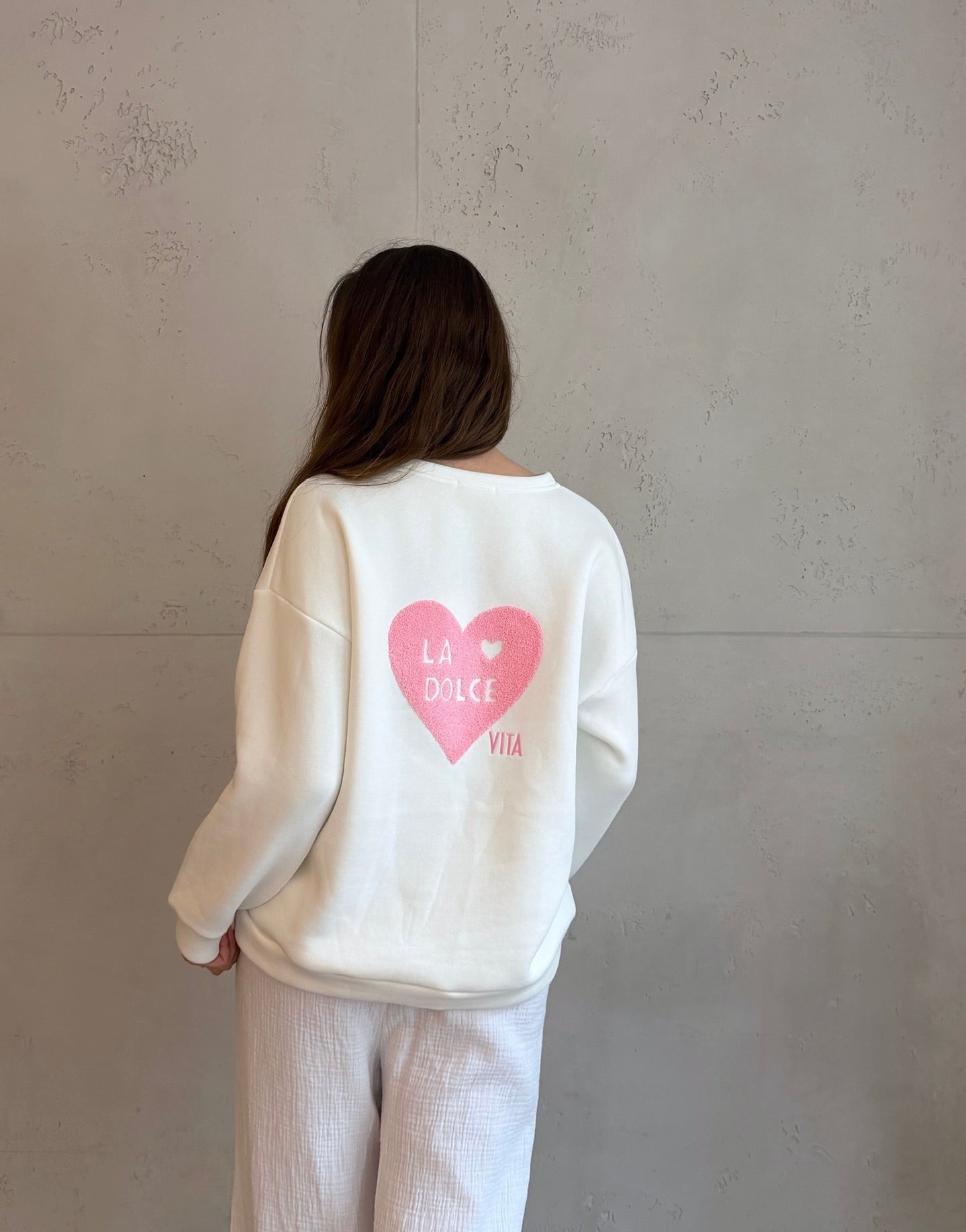 Sweatshirt mit Dolce Vita Backprint & Herz - Switch - Fashion