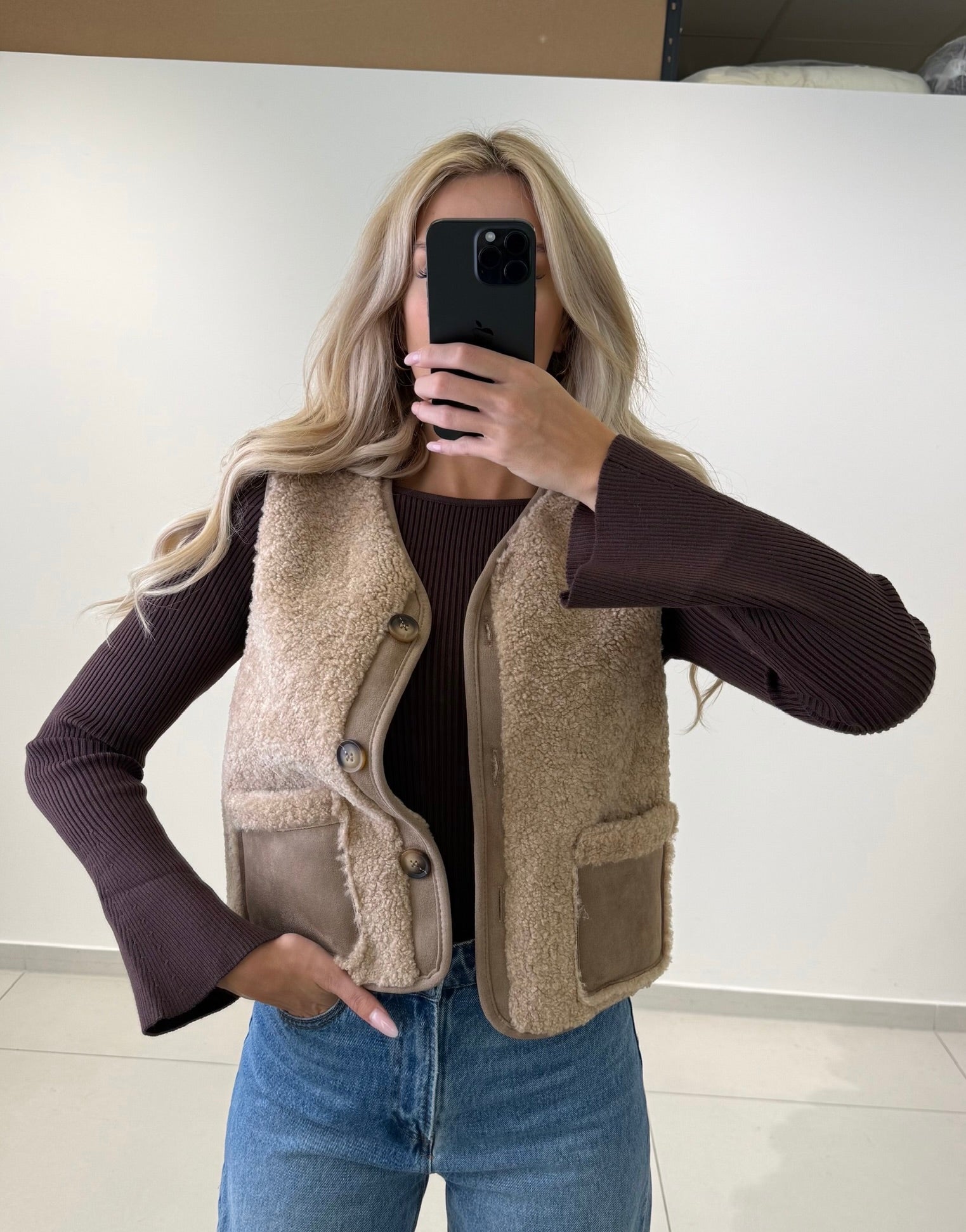 Teddy Weste mit Wildlederdetails - Switch - Fashion