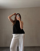 Top in Waffelstruktur mit Schleife – Krepp - Material - Switch - Fashion