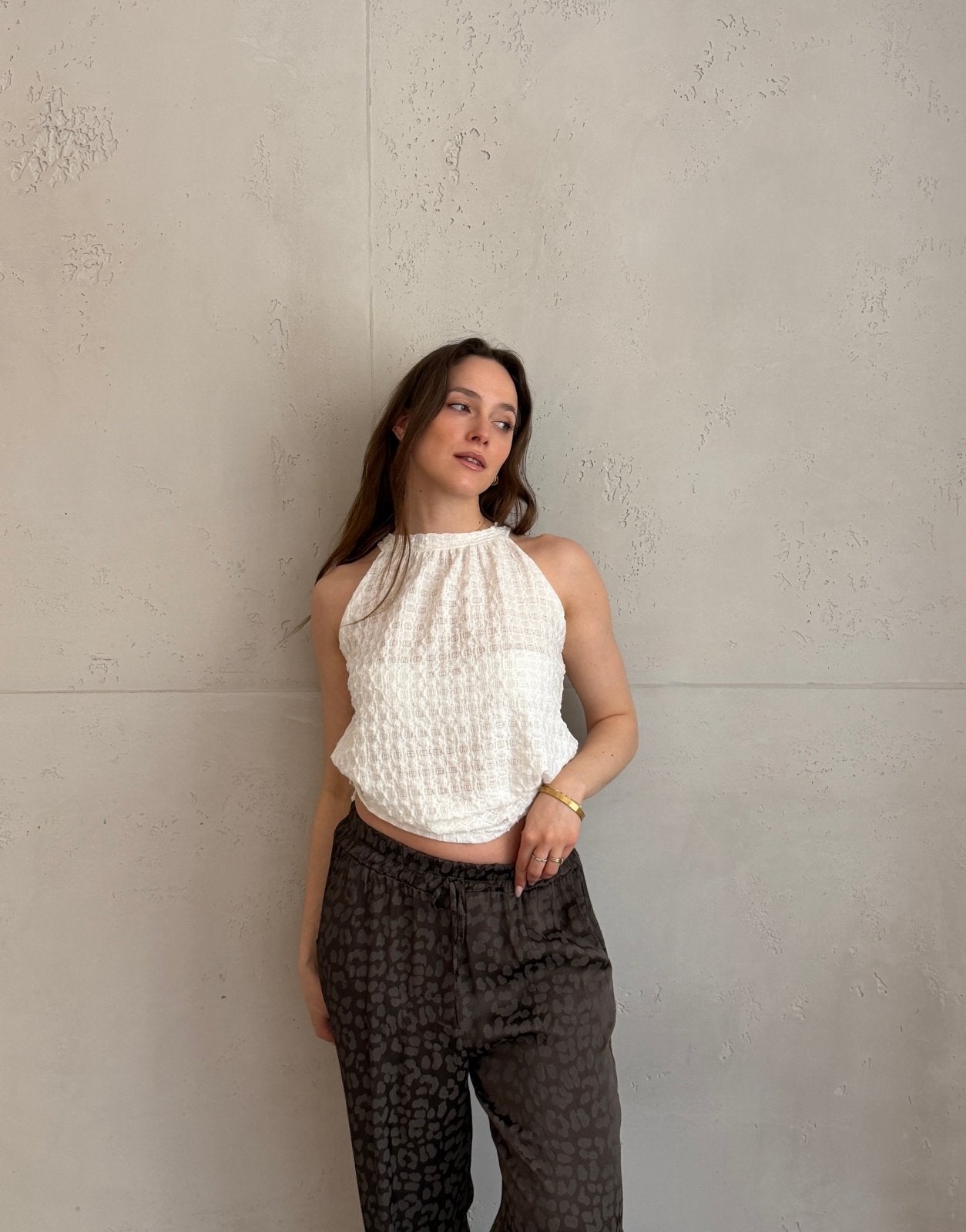 Top in Waffelstruktur mit Schleife – Krepp - Material - Switch - Fashion