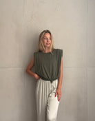 Top mit Schulterpolstern in Uni - Switch-Fashion