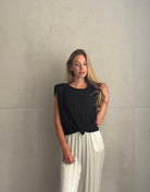 Top mit Schulterpolstern in Uni - Switch-Fashion