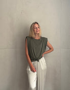 Top mit Schulterpolstern in Uni - Switch-Fashion