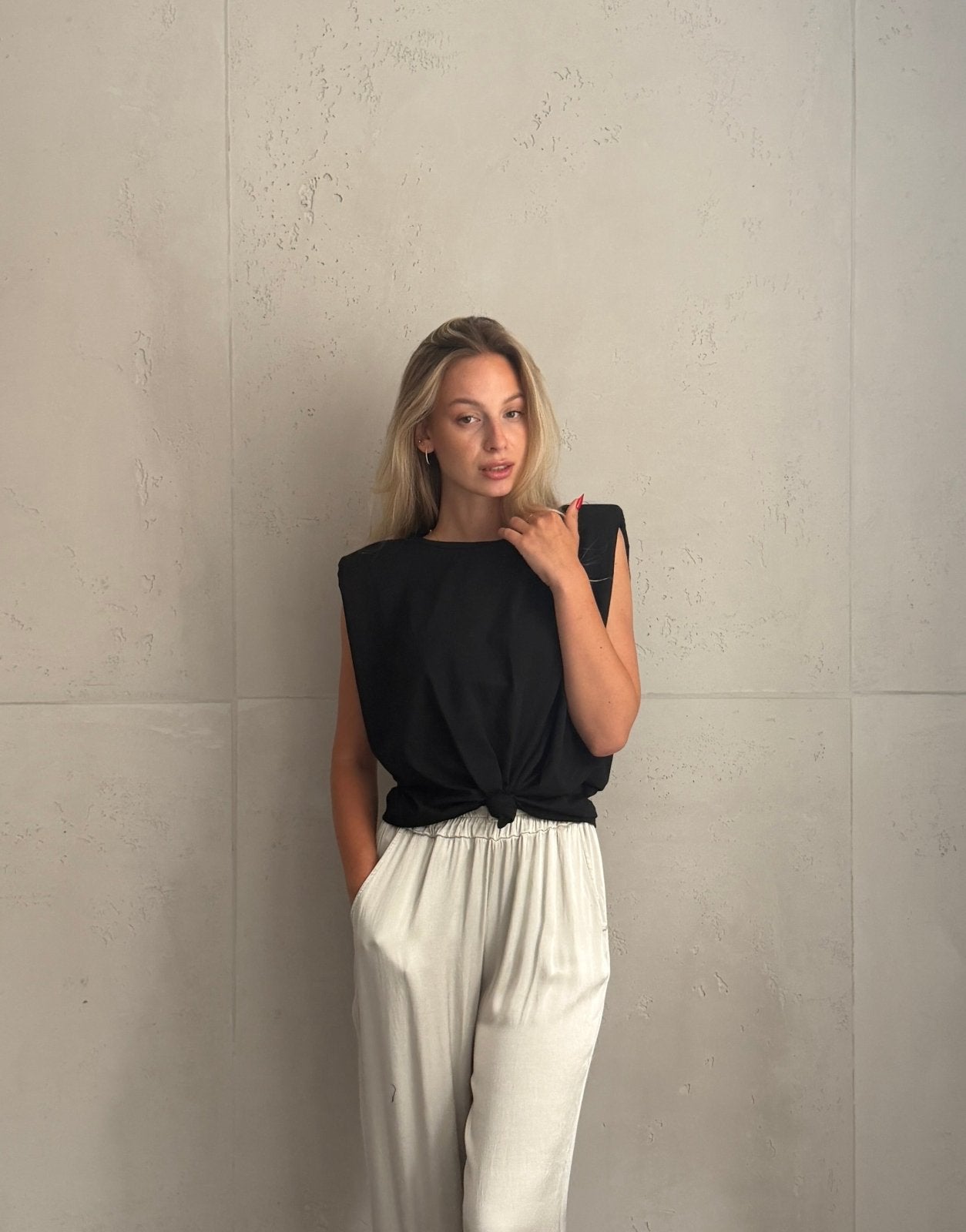 Top mit Schulterpolstern in Uni - Switch-Fashion