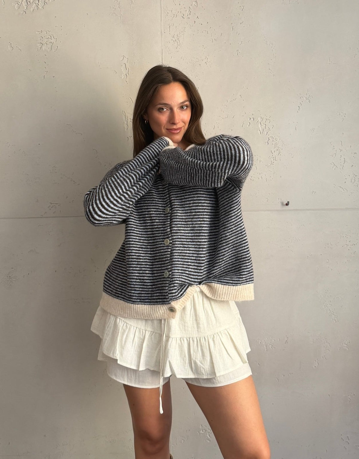 Two-Tone Strickjacke mit Streifen - Switch-Fashion