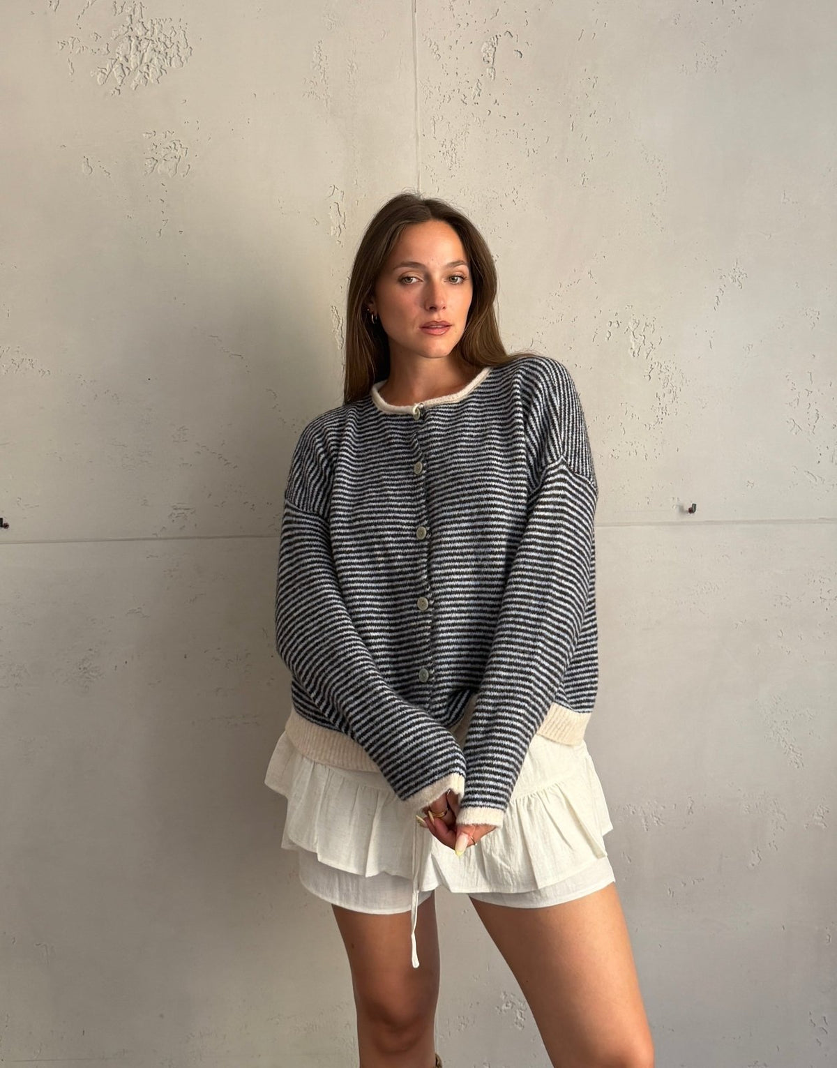 Two-Tone Strickjacke mit Streifen - Switch-Fashion