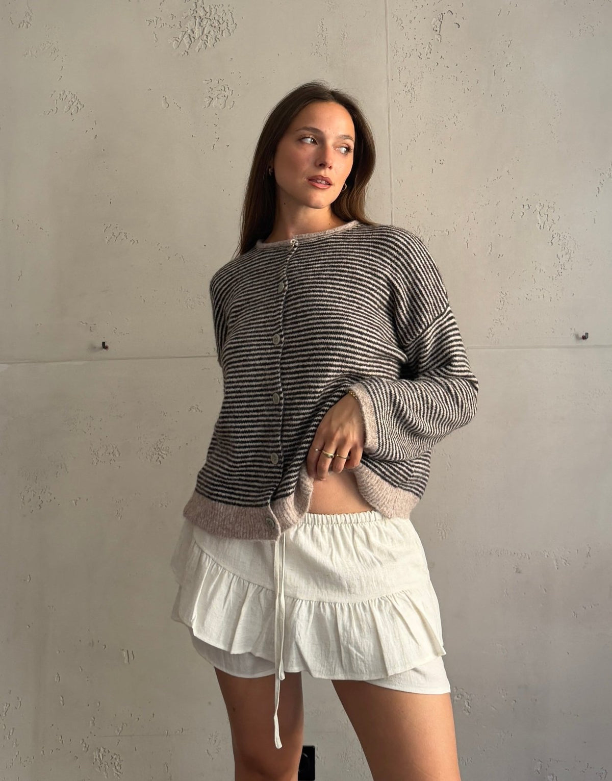Two-Tone Strickjacke mit Streifen - Switch-Fashion