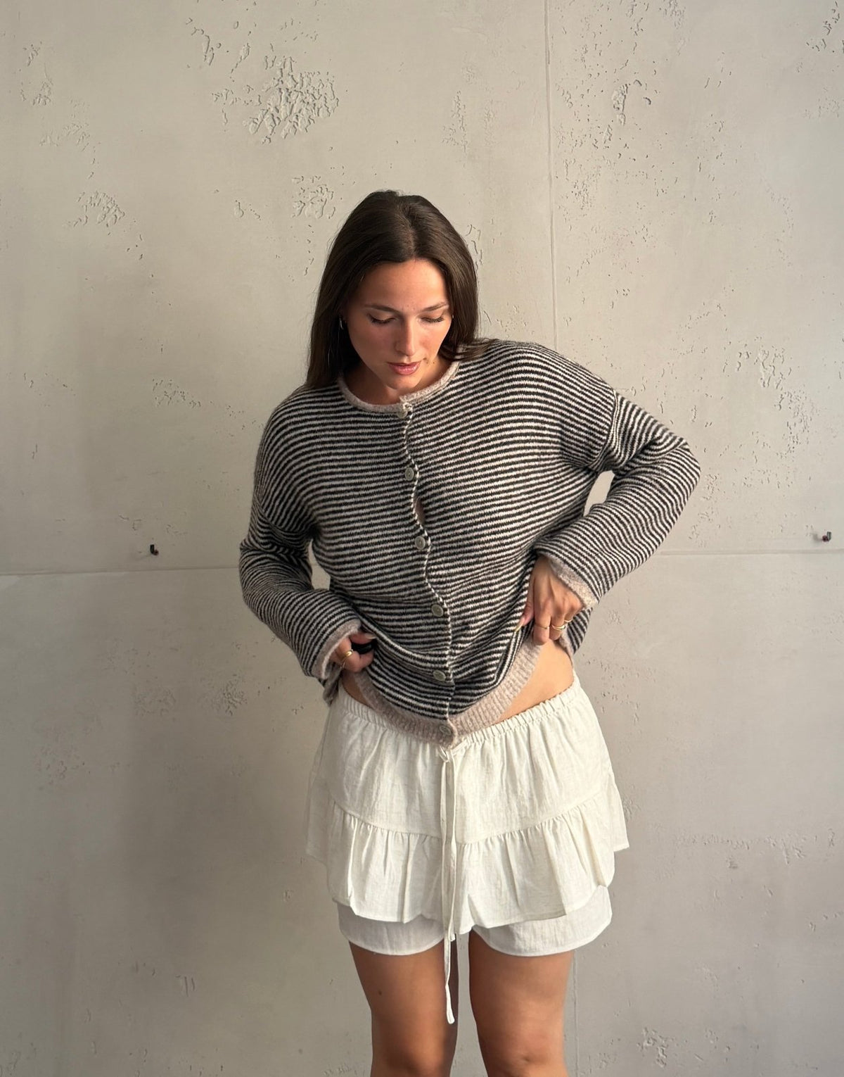 Two-Tone Strickjacke mit Streifen - Switch-Fashion