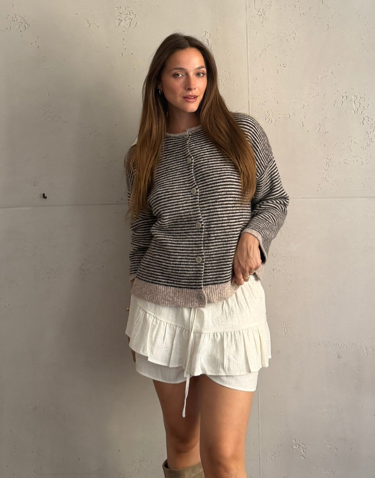 Two-Tone Strickjacke mit Streifen - Switch-Fashion