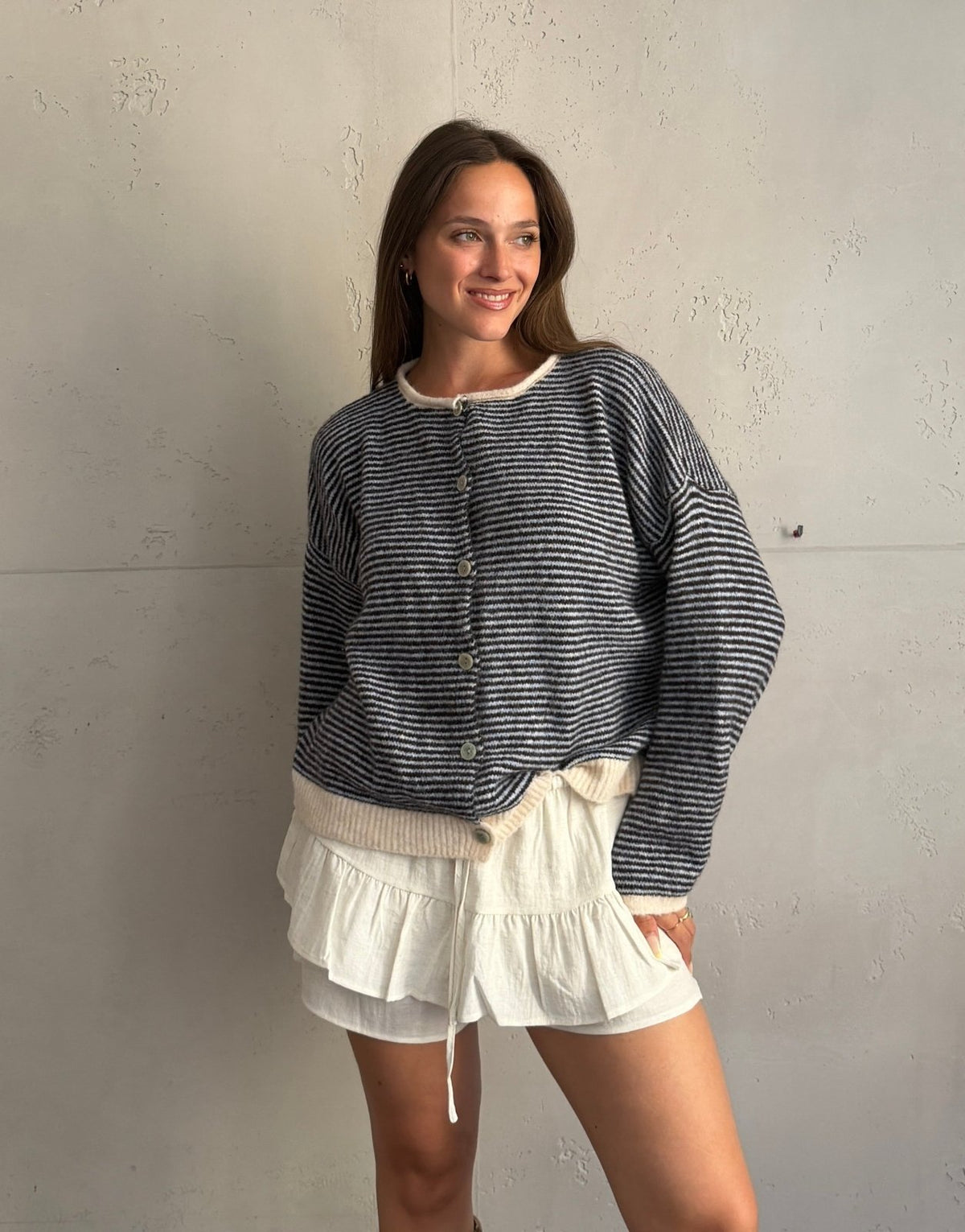 Two-Tone Strickjacke mit Streifen - Switch-Fashion