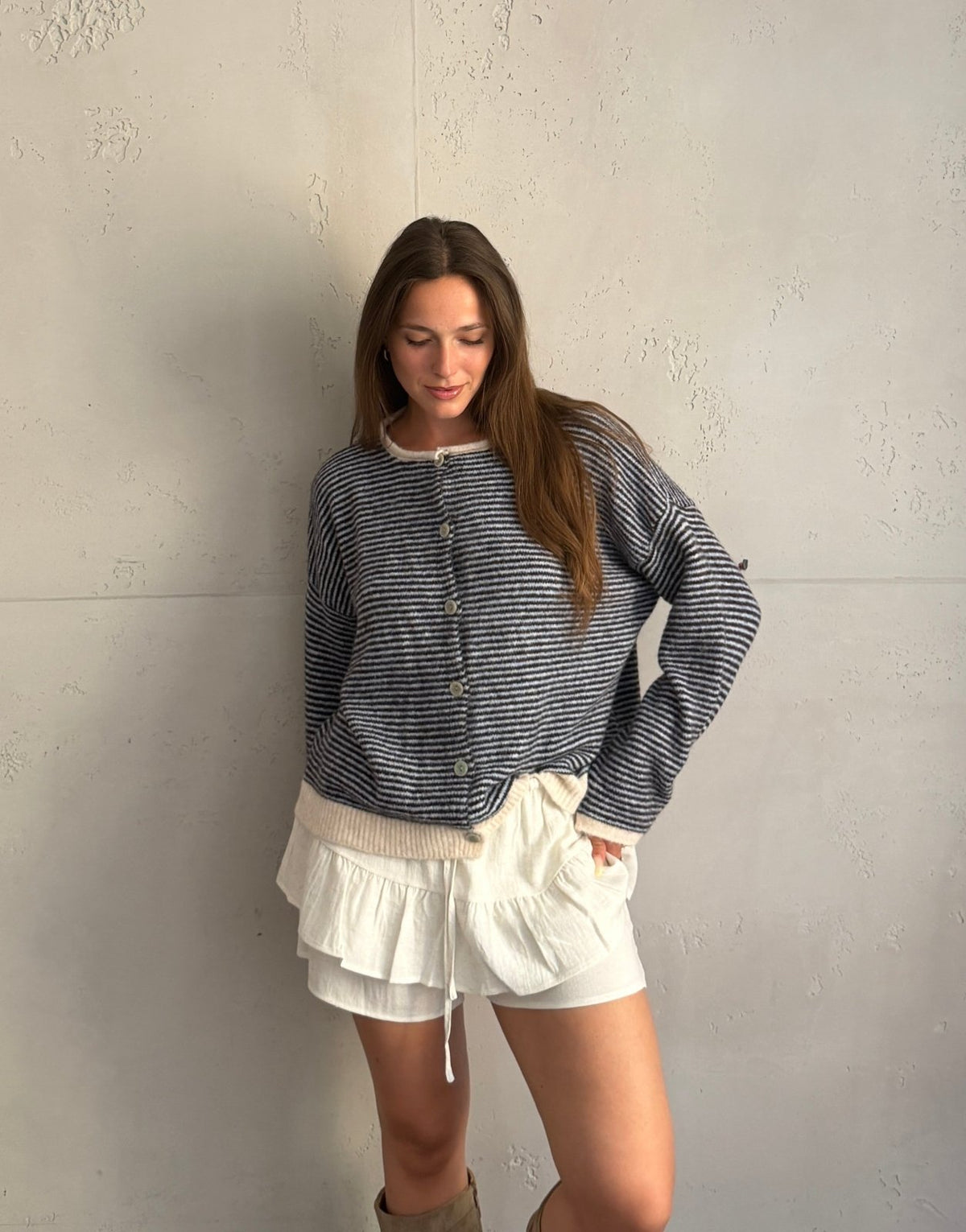Two-Tone Strickjacke mit Streifen - Switch-Fashion