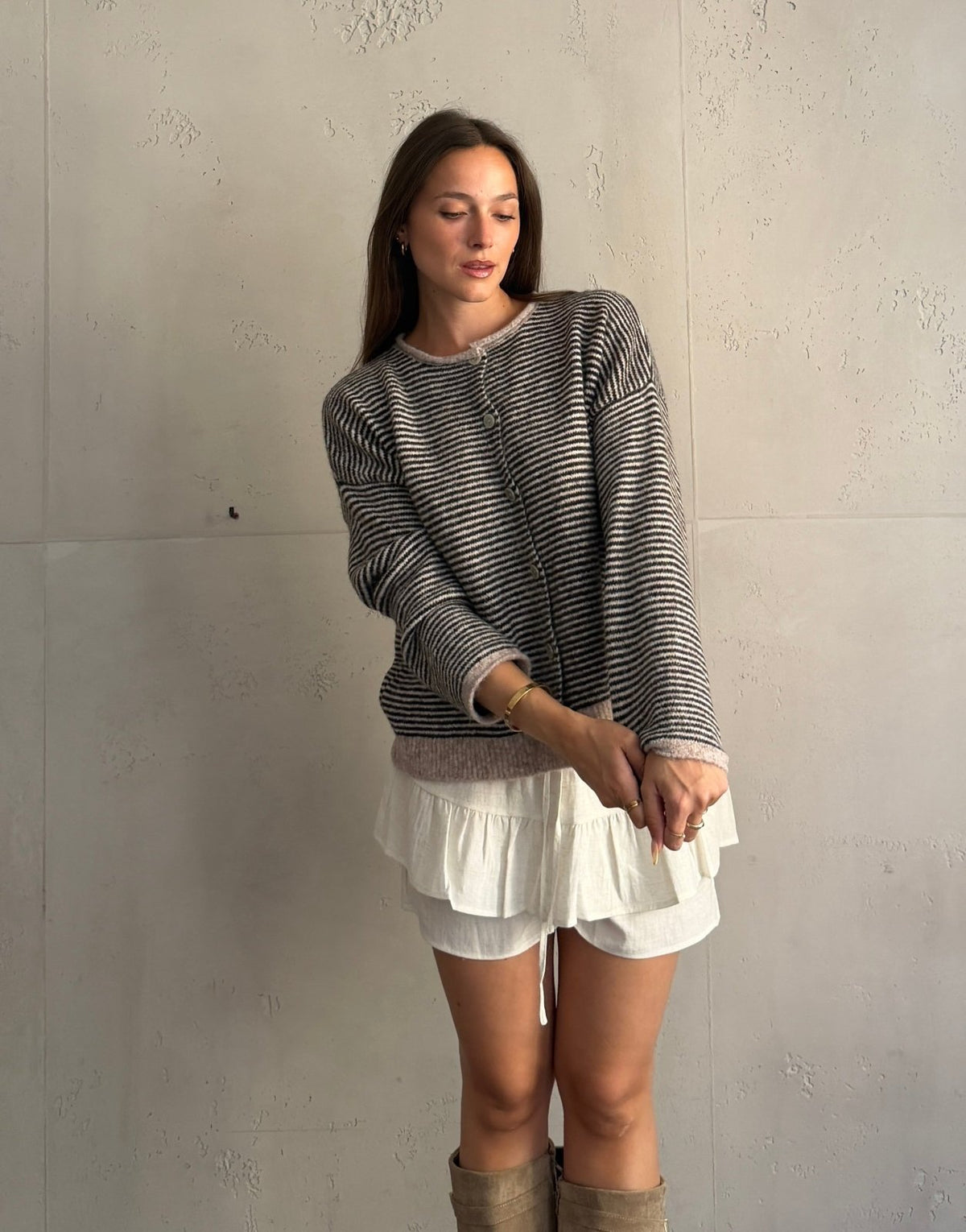 Two-Tone Strickjacke mit Streifen - Switch-Fashion