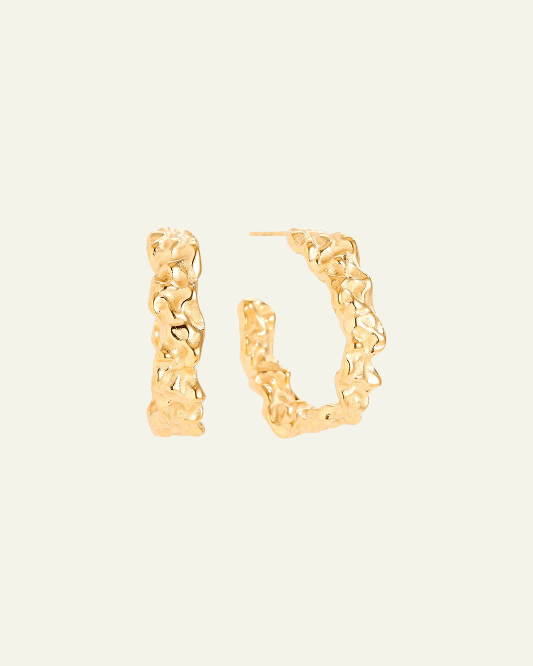 Uneven Half Hoop Earrings – Edelstahl, Gold, 29mm - Switch-Fashion