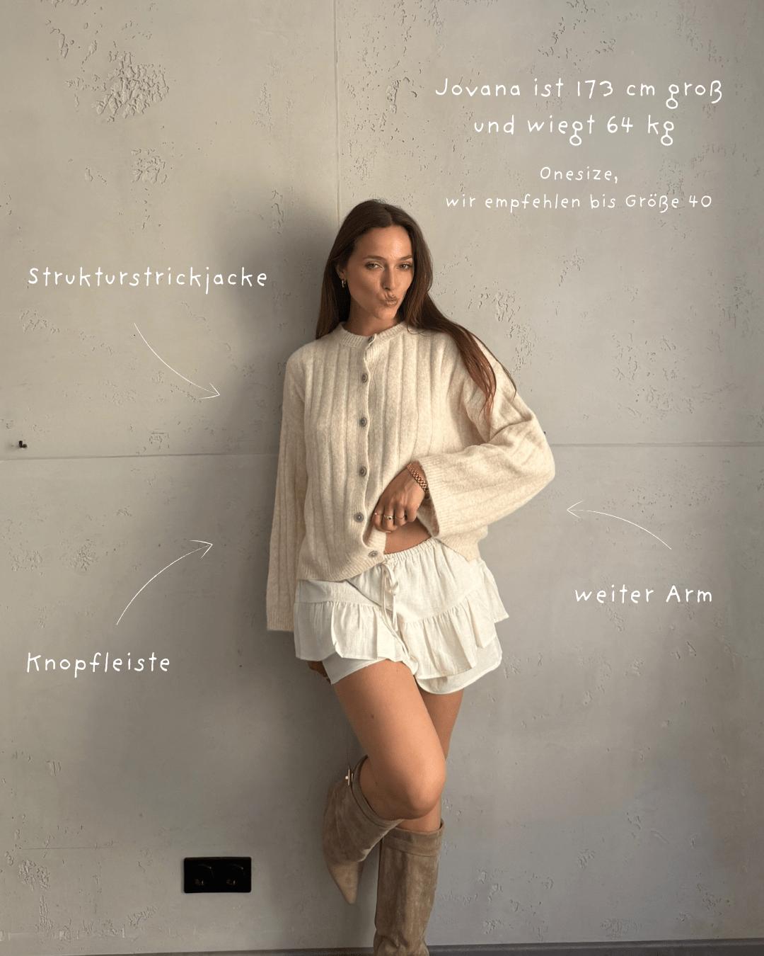 Uni Strickjacke mit Struktur – Kürzerer Arm, Knopfleiste - Switch-Fashion