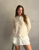 Uni Strickjacke mit Struktur – Kürzerer Arm, Knopfleiste - Switch-Fashion